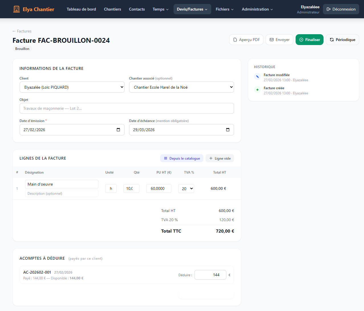 Description de la capture